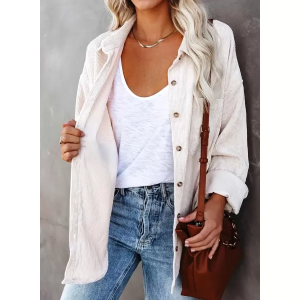 imageAstylish Women Corduroy Shirts Casual Long Sleeve Button Down Blouses TopBeige