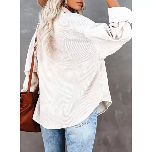 imageAstylish Women Corduroy Shirts Casual Long Sleeve Button Down Blouses TopBeige