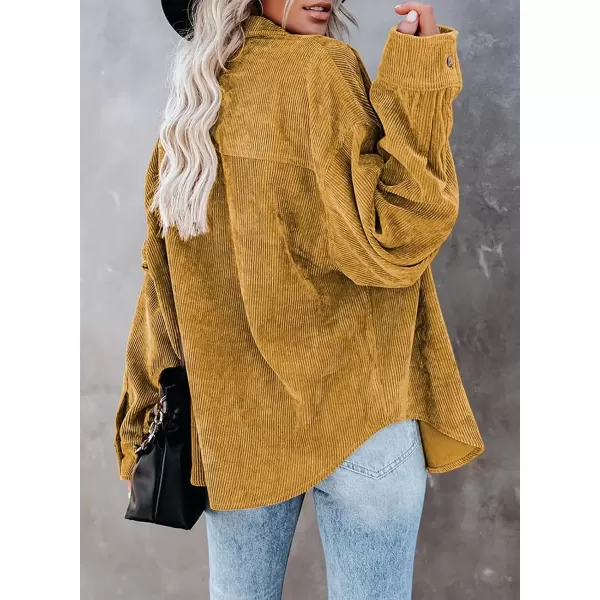 imageAstylish Women Corduroy Shirts Casual Long Sleeve Button Down Blouses TopT Yellow