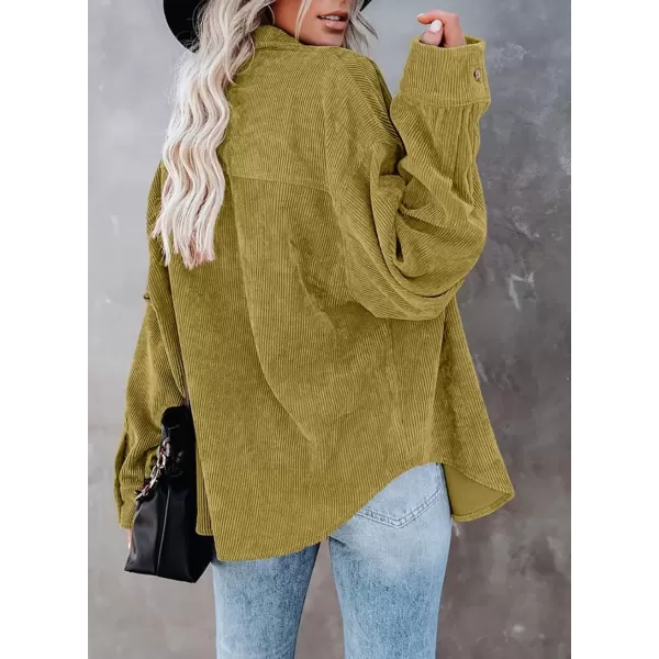 imageAstylish Women Corduroy Shirts Casual Long Sleeve Button Down Blouses TopU Dark Yellow