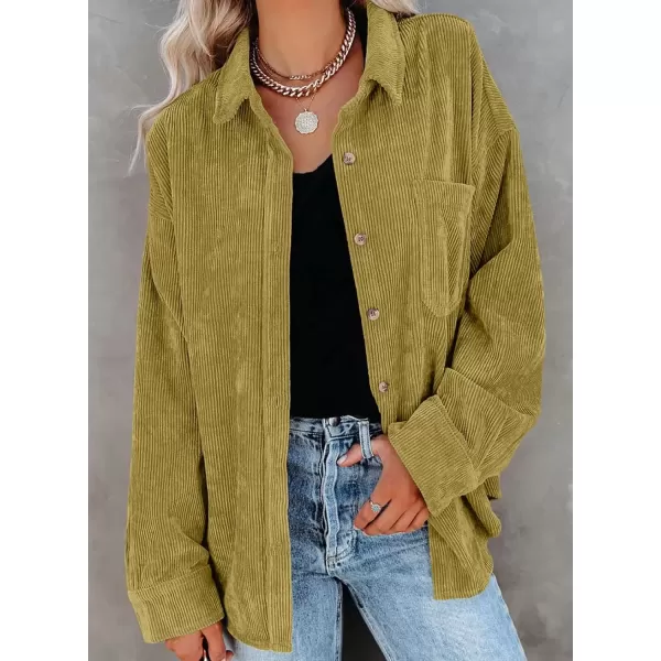 imageAstylish Women Corduroy Shirts Casual Long Sleeve Button Down Blouses TopU Dark Yellow