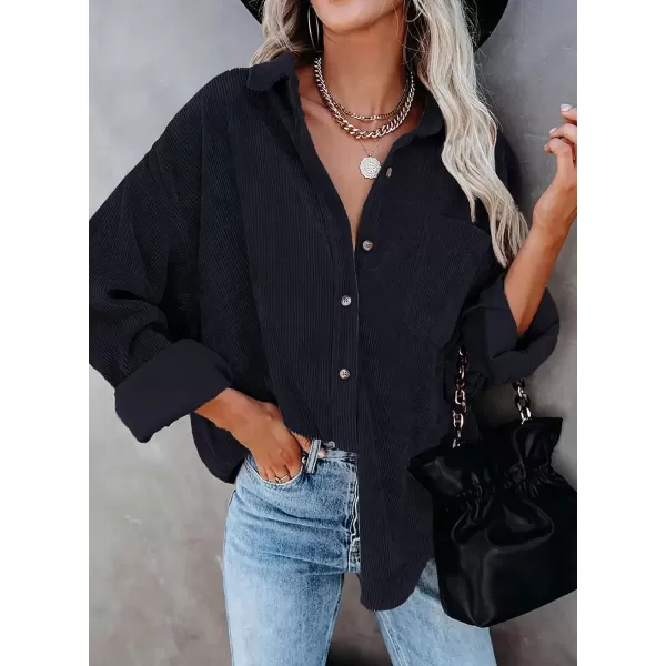 imageAstylish Women Corduroy Shirts Casual Long Sleeve Button Down Blouses TopU Deep Blue