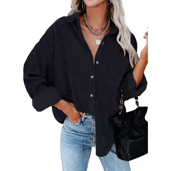 imageAstylish Women Corduroy Shirts Casual Long Sleeve Button Down Blouses TopU Deep Blue
