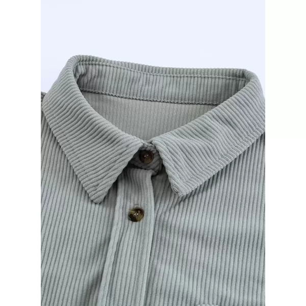 imageAstylish Women Corduroy Shirts Casual Long Sleeve Button Down Blouses TopU Gray
