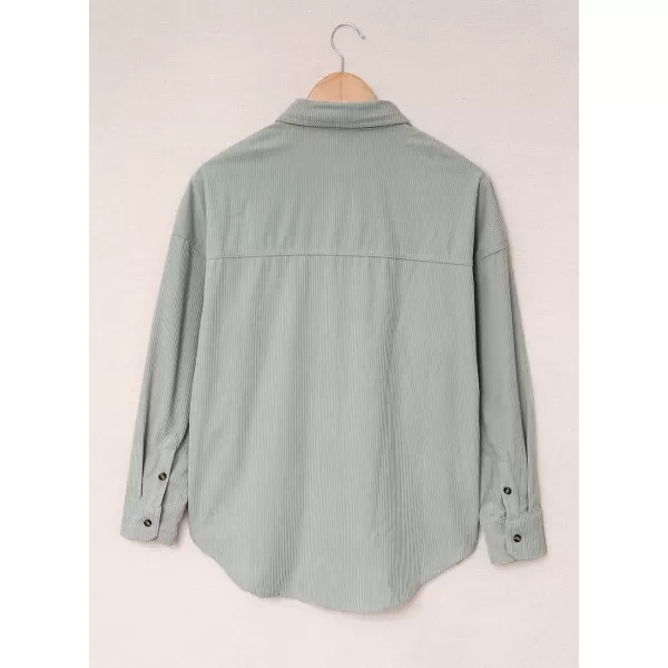 imageAstylish Women Corduroy Shirts Casual Long Sleeve Button Down Blouses TopU Gray