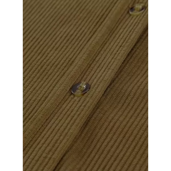 imageAstylish Women Corduroy Shirts Casual Long Sleeve Button Down Blouses TopU Khaki