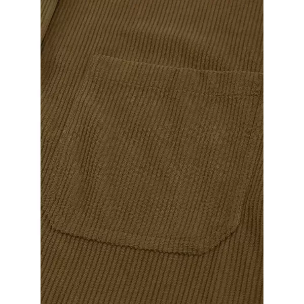 imageAstylish Women Corduroy Shirts Casual Long Sleeve Button Down Blouses TopU Khaki