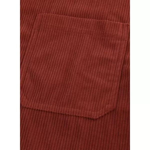 imageAstylish Women Corduroy Shirts Casual Long Sleeve Button Down Blouses TopU Red