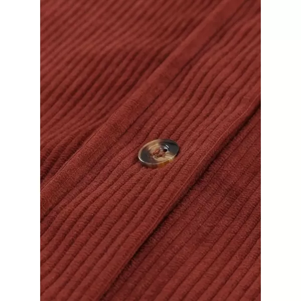imageAstylish Women Corduroy Shirts Casual Long Sleeve Button Down Blouses TopU Red