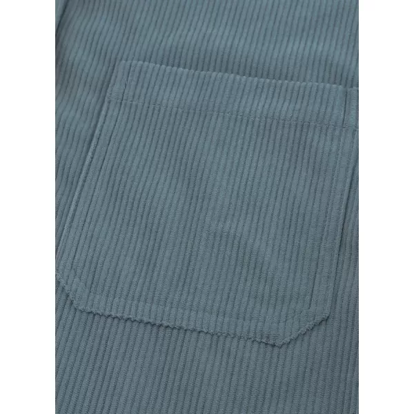 imageAstylish Women Corduroy Shirts Casual Long Sleeve Button Down Blouses TopU Sky Blue