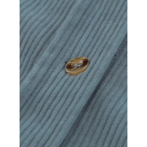 imageAstylish Women Corduroy Shirts Casual Long Sleeve Button Down Blouses TopU Sky Blue
