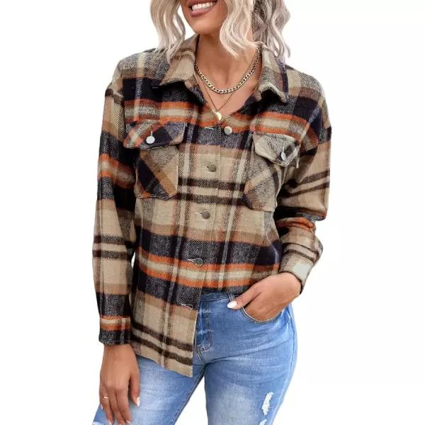 imageAstylish Women Corduroy Shirts Casual Long Sleeve Button Down Blouses TopV Orange