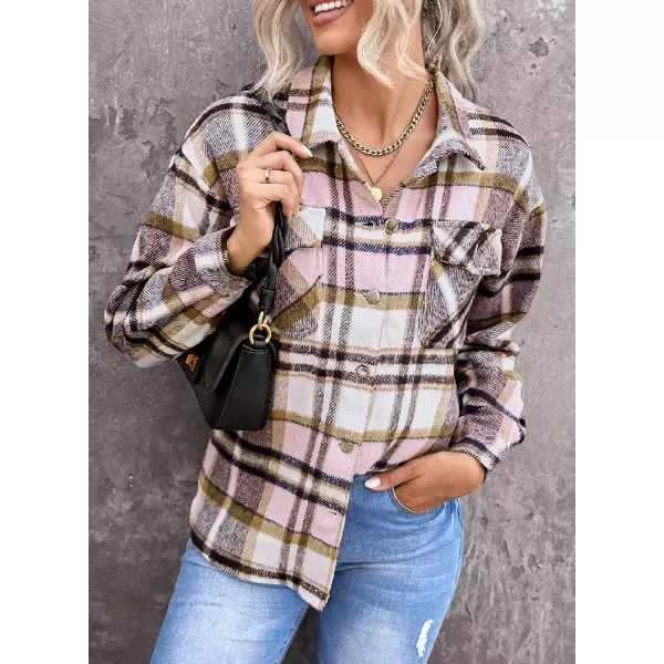 imageAstylish Women Corduroy Shirts Casual Long Sleeve Button Down Blouses TopV Pink