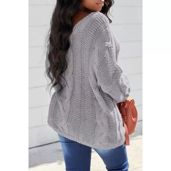 imageAstylish Women Sexy Long Sleeve Off Shoulder Loose Cable Knit Pullover SweaterA Gray