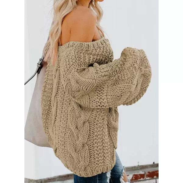 imageAstylish Women Sexy Long Sleeve Off Shoulder Loose Cable Knit Pullover SweaterQ Beige