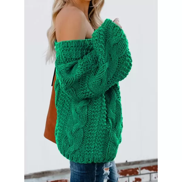 imageAstylish Women Sexy Long Sleeve Off Shoulder Loose Cable Knit Pullover SweaterQ Green