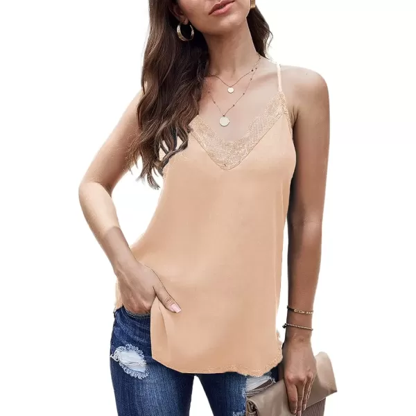 imageAstylish Women Sexy V Neck Casual Sleeveless Cami Tank TopX Apricot