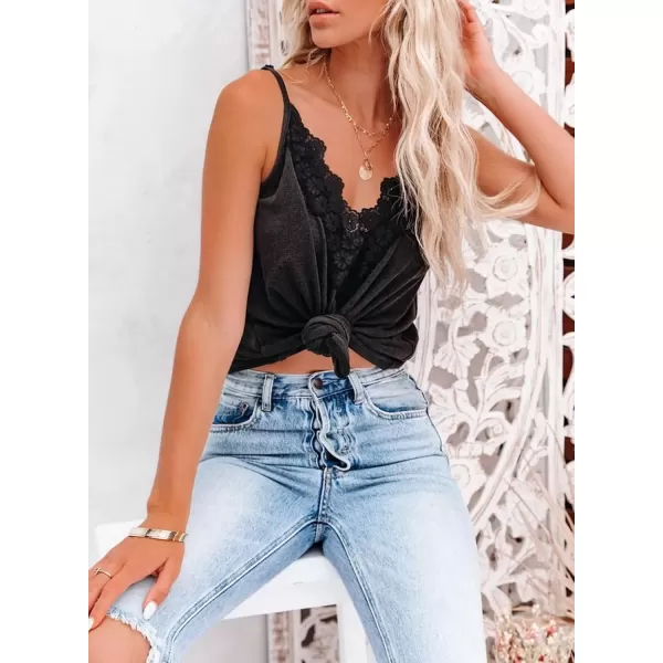 imageAstylish Women Sexy V Neck Casual Sleeveless Cami Tank TopZg Black