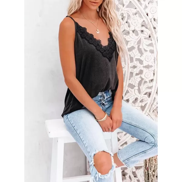 imageAstylish Women Sexy V Neck Casual Sleeveless Cami Tank TopZg Black