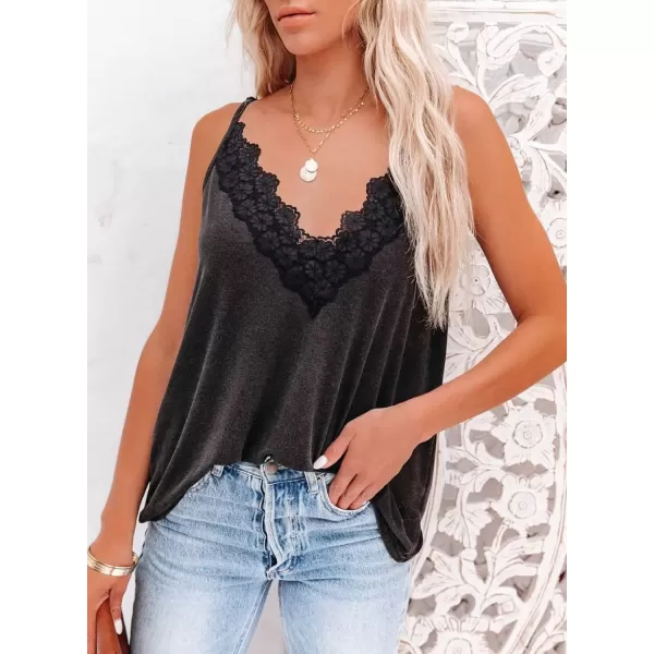 imageAstylish Women Sexy V Neck Casual Sleeveless Cami Tank TopZg Black