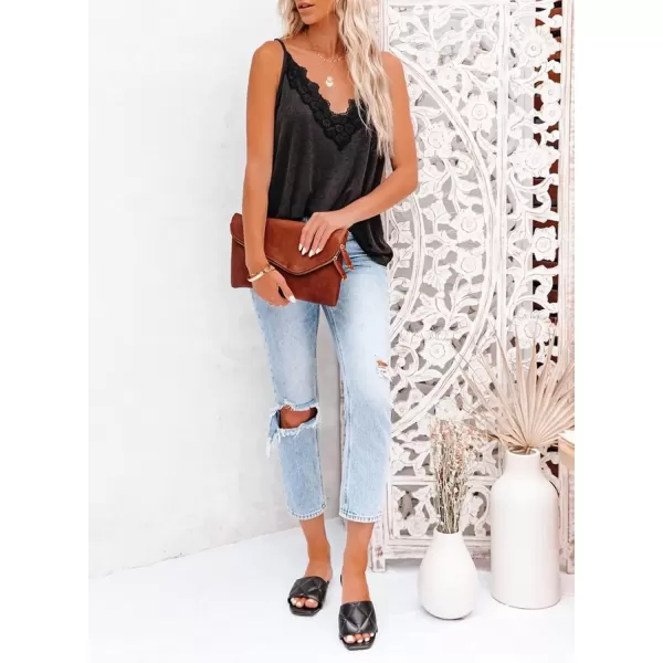imageAstylish Women Sexy V Neck Casual Sleeveless Cami Tank TopZg Black