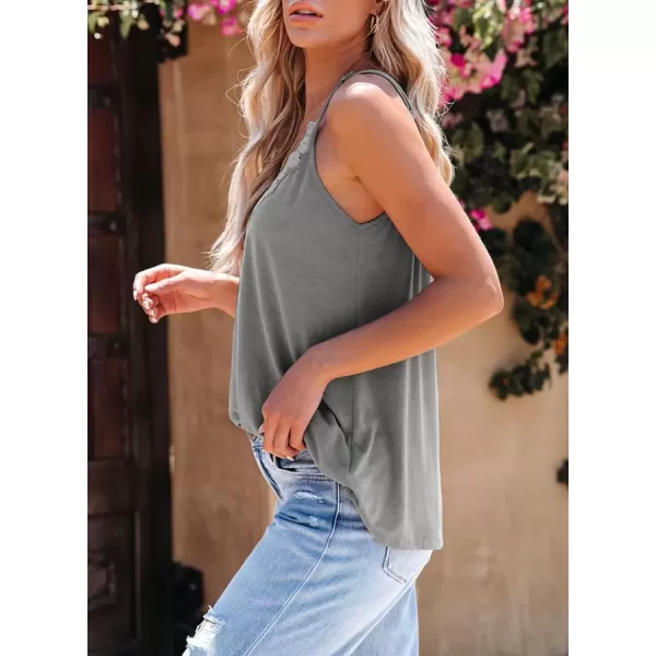 imageAstylish Women Sexy V Neck Casual Sleeveless Cami Tank TopZg Gray