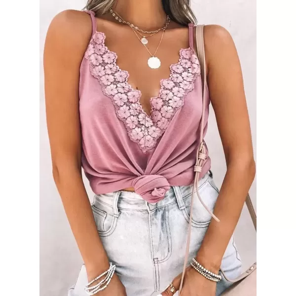 imageAstylish Women Sexy V Neck Casual Sleeveless Cami Tank TopZg Pink