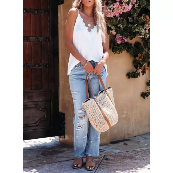imageAstylish Women Sexy V Neck Casual Sleeveless Cami Tank TopZg White
