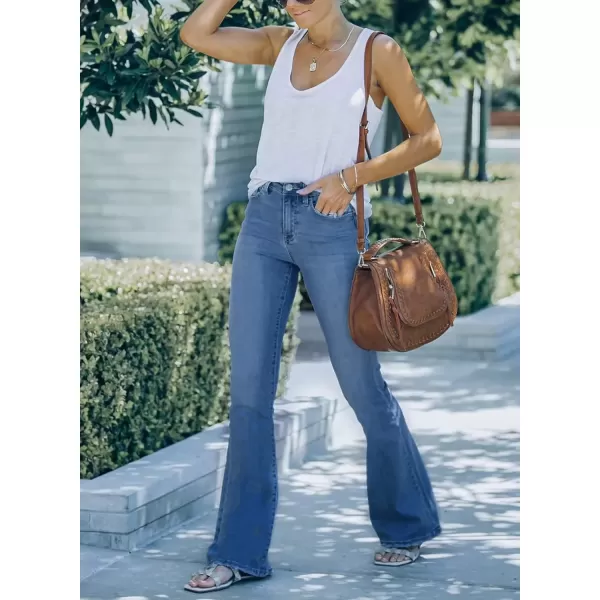 imageAstylish Women Stylish Flare Jeans Bell Bottom Mid Rise Fitted Bell Bottom Stretch Wide Leg Denim Sky Blue Large