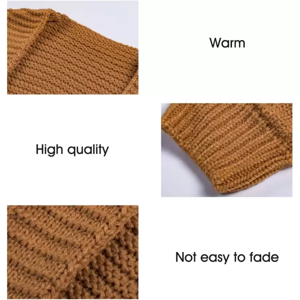 imageAstylish Womens 2023 Open Front Long Sleeve Chunky Knit Cardigan Sweaters Loose Outwear CoatAbyellow Brown