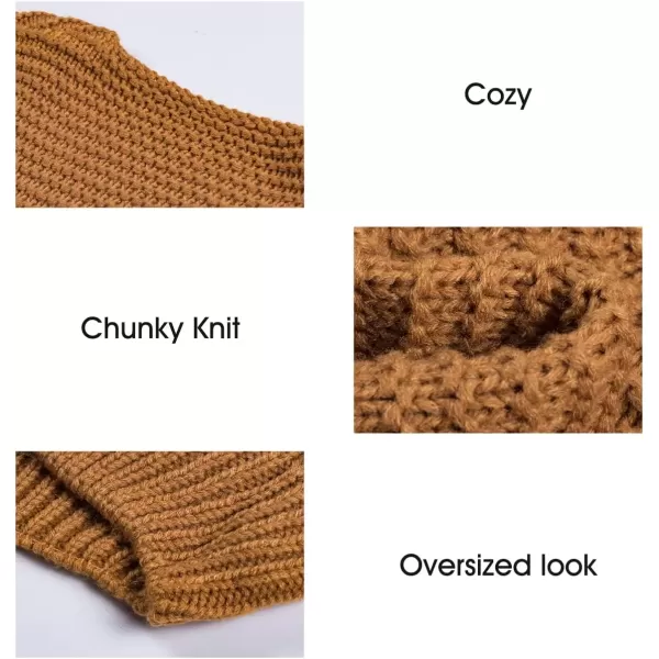 imageAstylish Womens 2023 Open Front Long Sleeve Chunky Knit Cardigan Sweaters Loose Outwear CoatAbyellow Brown