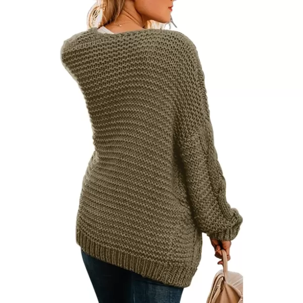 imageAstylish Womens 2023 Open Front Long Sleeve Chunky Knit Cardigan Sweaters Loose Outwear CoatAnas Shown