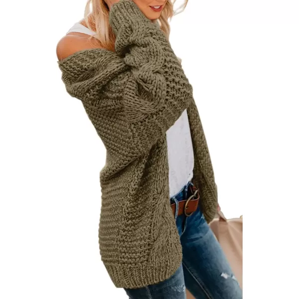 imageAstylish Womens 2023 Open Front Long Sleeve Chunky Knit Cardigan Sweaters Loose Outwear CoatAnas Shown