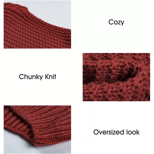 imageAstylish Womens 2023 Open Front Long Sleeve Chunky Knit Cardigan Sweaters Loose Outwear CoatE Red