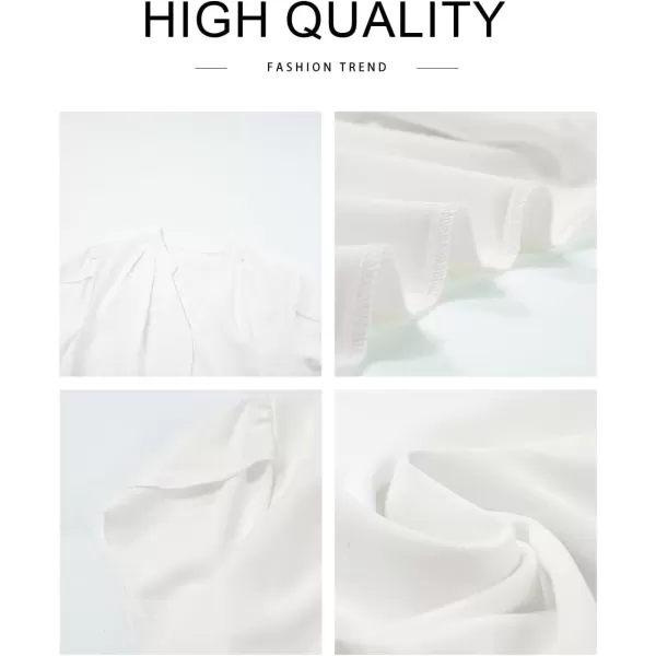 imageAstylish Womens Casual Notched V Neck Cap Sleeve Dressy Chiffon Blouse TopsWhite