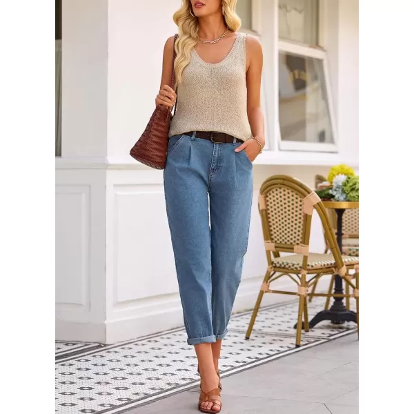 imageAstylish Womens High Waisted Baggy Jeans Boyfriend Cropped Loose Denim PantsAshleigh Blue
