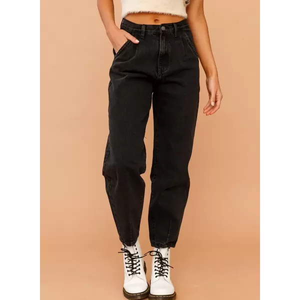 imageAstylish Womens High Waisted Baggy Jeans Boyfriend Cropped Loose Denim PantsBlack