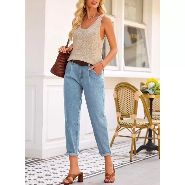 imageAstylish Womens High Waisted Baggy Jeans Boyfriend Cropped Loose Denim PantsMyosotis
