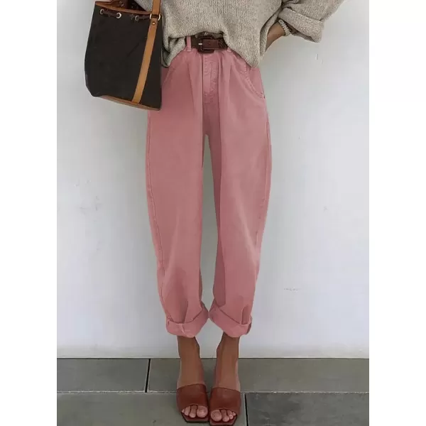 imageAstylish Womens High Waisted Baggy Jeans Boyfriend Cropped Loose Denim PantsPink