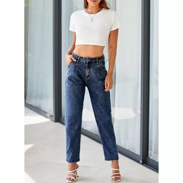 imageAstylish Womens High Waisted Baggy Jeans Boyfriend Cropped Loose Denim PantsSail Blue