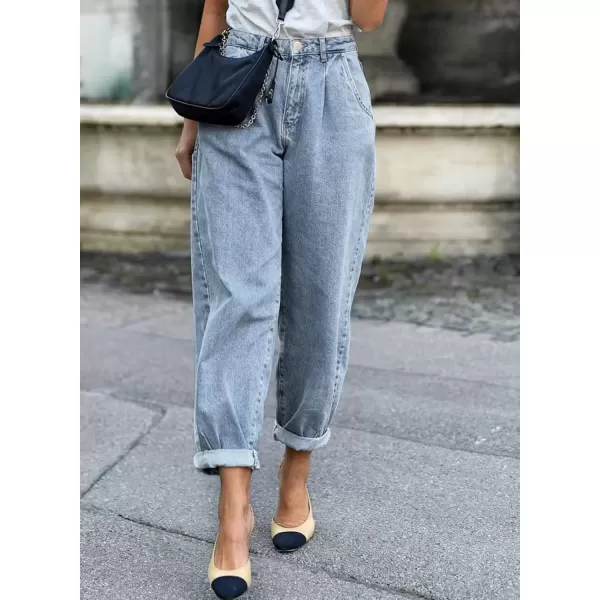 imageAstylish Womens High Waisted Baggy Jeans Boyfriend Cropped Loose Denim PantsSky Blue