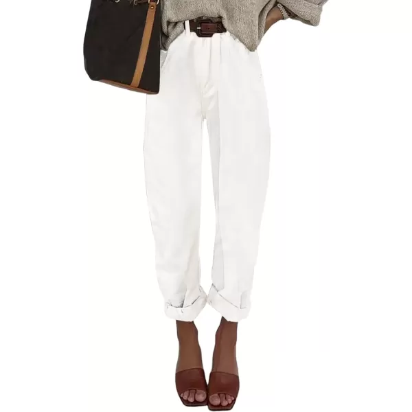 imageAstylish Womens High Waisted Baggy Jeans Boyfriend Cropped Loose Denim PantsWhite