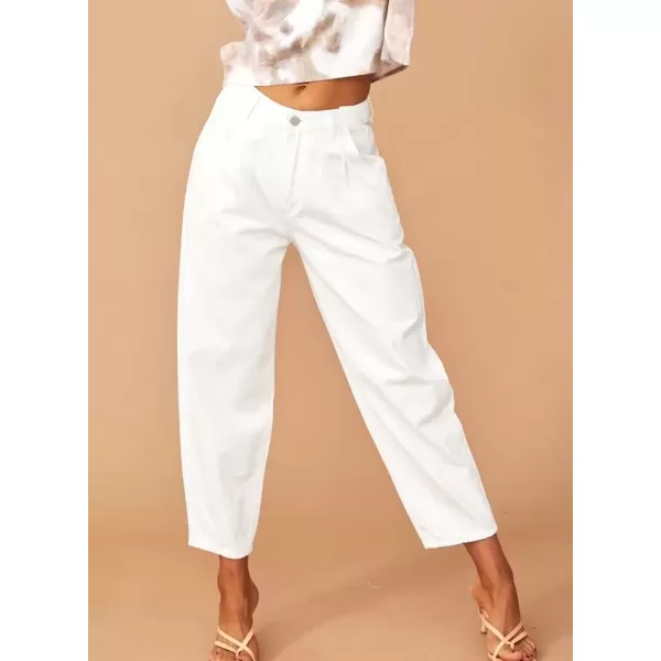 imageAstylish Womens High Waisted Baggy Jeans Boyfriend Cropped Loose Denim PantsWhite