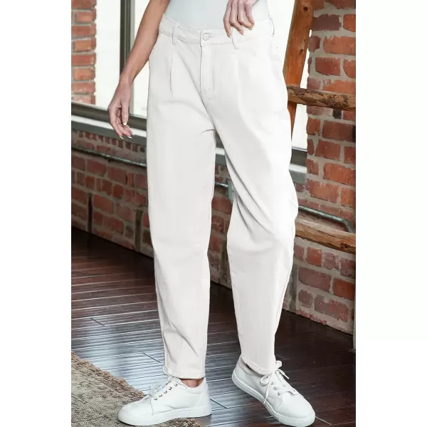 imageAstylish Womens High Waisted Baggy Jeans Boyfriend Cropped Loose Denim PantsWhite