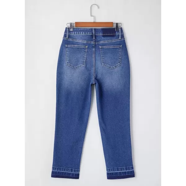 imageAstylish Womens High Waisted Straight Leg Ankle Jeans Casual Stretch Denim PantsBeau Blue