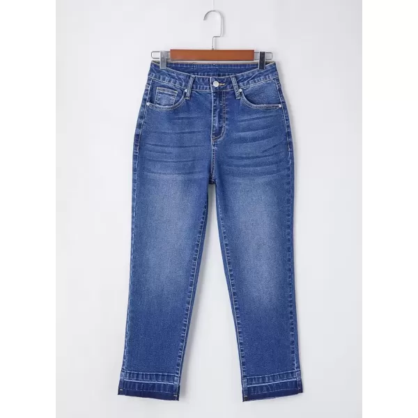 imageAstylish Womens High Waisted Straight Leg Ankle Jeans Casual Stretch Denim PantsBeau Blue
