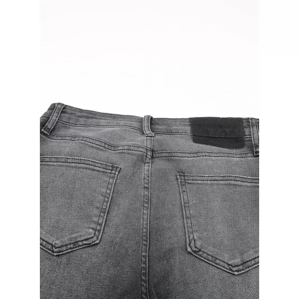 imageAstylish Womens High Waisted Straight Leg Ankle Jeans Casual Stretch Denim PantsBlack