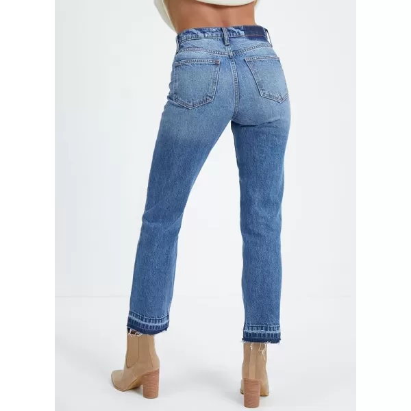 imageAstylish Womens High Waisted Straight Leg Ankle Jeans Casual Stretch Denim PantsBlue