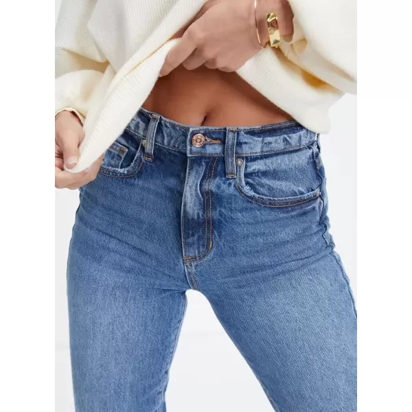 imageAstylish Womens High Waisted Straight Leg Ankle Jeans Casual Stretch Denim PantsBlue