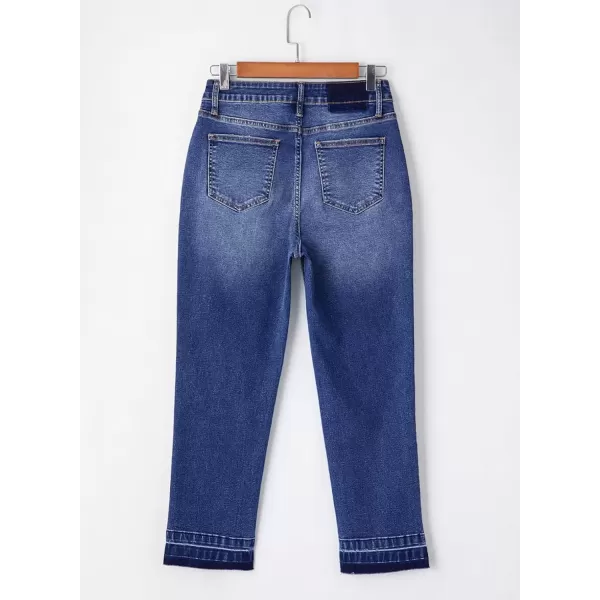 imageAstylish Womens High Waisted Straight Leg Ankle Jeans Casual Stretch Denim PantsJeans Blue